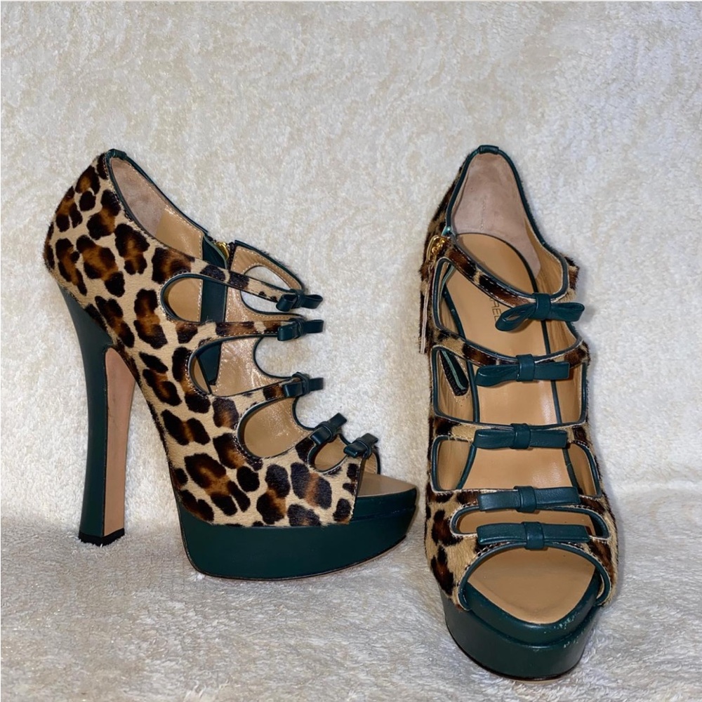 ❌SOLD❌ Dsquared Leopard Print Pony Hair Platform Heels